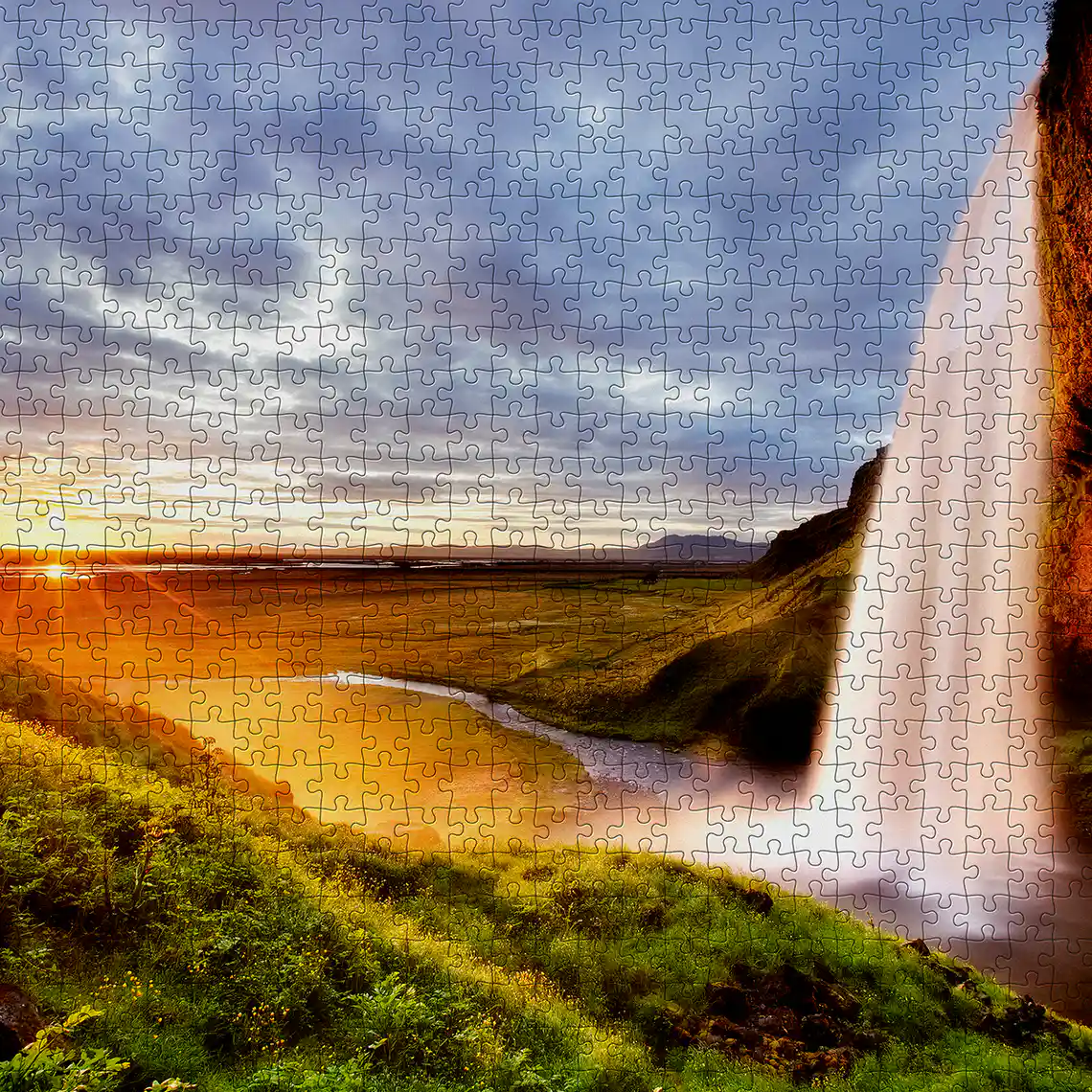 スキー Hal2001 X Cachoeira Seljalandsfoss, quebra-cabeça Heye 1000 peças